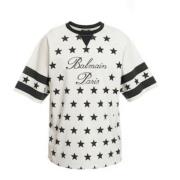 Balmain Stjärntryckt Bomullst-shirt White, Herr