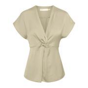 InWear Feminin Top Blus med Knut Detalj Green, Dam