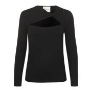 My Essential Wardrobe Svart Knutblus med Smart Urskärning Black, Dam