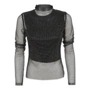 Max Mara Mesh Skjorta & Jersey Topp Set Black, Dam