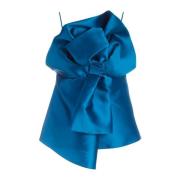 Alberta Ferretti Teal Blue Silk Blend Maxi Bow Top Blue, Dam