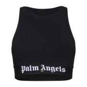 Palm Angels Svart Track Top med Rower Neckline Black, Dam