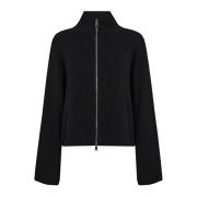 MOS Mosh Kort Zip Cardigan Svart Stickat Black, Dam