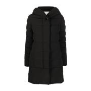 Woolrich Svart Vadderad Huva Kappa Black, Dam