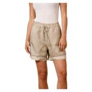 Mason's Avslappnade Tencel Linne Jogger Bermuda Shorts Beige, Dam