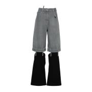 The Attico Svart Denim Wide Leg Byxor Black, Dam