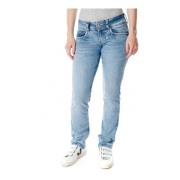 Pepe Jeans Klassiska Straight Fit Mid Waist Jeans Blue, Dam