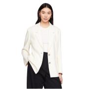 Tommy Hilfiger Linne Blazer TH Stil Beige, Dam