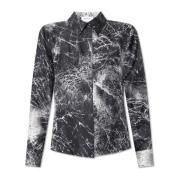 Alexander McQueen Sidenskjorta med tryck Black, Dam