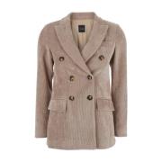 Plain Units Sammet Räfflad Beige Blazer Jacka Beige, Dam