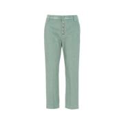 Dondup Cropped Corduroy Byxor med Fickor Blue, Dam