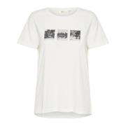 Cream Grafiskt Tryck T-shirt Cambodia Pictures White White, Dam