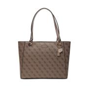 Guess Logo All Over Tote Bag - Model: Cabas Beige, Dam