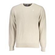 K-Way Beige Långärmad Crewneck Logo Tröja Beige, Herr