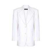 Dolce & Gabbana Vit Tweed Blazer Med Revers White, Dam