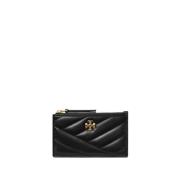 Tory Burch Svart Chevron Dragkedja Kortfodral Plånböcker Black, Dam