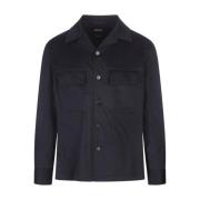 Ermenegildo Zegna Blå Alba Cashmere Overshirt Blue, Herr