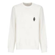 IH NOM UH NIT Vit Crewneck Sweatshirt med Chateau Print White, Herr