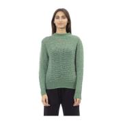 Alpha Studio Lupetto Sweater - Räfflad Krage Manschetter Green, Dam