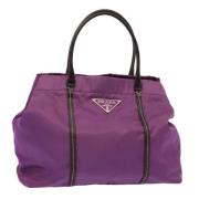 Prada Vintage Pre-owned Nylon handvskor Purple, Dam