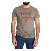 Guess Brun Bomull Stretch T-shirt Brown, Herr