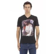 Trussardi V-Neck Tee med Frontprint Black, Herr