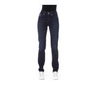 Baldinini Regelbundna jeans med logoknapp Blue, Dam