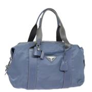 Prada Vintage Pre-owned Nylon handvskor Blue, Dam