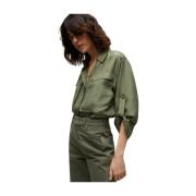 Veronica Beard Silke Button-Down Blus Jada Green, Dam