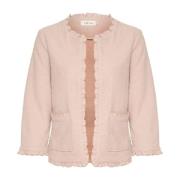 Cream Rose Dust Cardigan med Volangkanter Pink, Dam