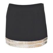 Pinko Metallic Broderad Crepe Kjol Black, Dam