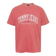 Tommy Hilfiger Färgad bomull T-shirt med ikoniskt logotyp Pink, Herr