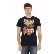 Trussardi Svart Bomullsblandad T-shirt med Fronttryck Black, Herr