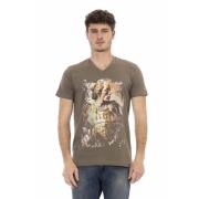 Trussardi V-ringad T-shirt med korta ärmar Brown, Herr