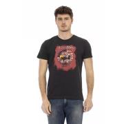 Trussardi Stiligt rundhalsad T-shirt med fronttryck Black, Herr