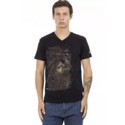 Trussardi Elegant V-ringad Tee med Frontprint Black, Herr