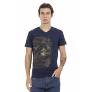 Trussardi Stilren Bl V-ringad T-shirt Blue, Herr