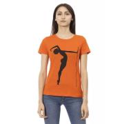 Trussardi Elegant Orange Rundhals T-shirt med Front Print Orange, Dam