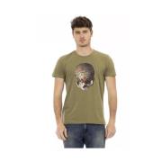 Trussardi Slim-Fit Grön T-shirt med Frontprint Green, Herr