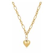 Nialaya Womens Gold Cable Choker with Chunky Heart Pendant Yellow, Dam