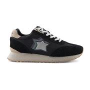 Atlantic Stars Tyg Mocka Sneakers Gummisula Herr Black, Herr