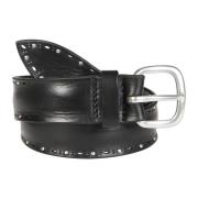 Orciani Studded Soft Bull Leather Belt Black, Herr