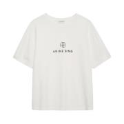 Anine Bing Retro Monogram Tee - Ivory White, Dam