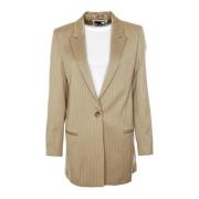 Munthe Elegant Blazer med Randigt Mönster Brown, Dam