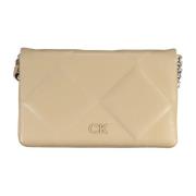 Calvin Klein Beige Crossbody Väska med Clip Stängning Beige, Dam