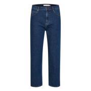 InWear Blå Denim Straight Leg Högmidjade Jeans Blue, Dam