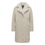 BomBoogie Lockig Sherpa Fleece Kappa med Revers Beige, Dam