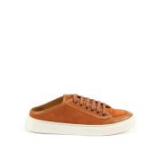 Testoni Mocka Corduroy Läder Trainers Modern Stil Brown, Dam