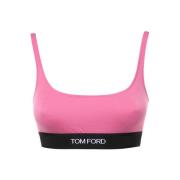 Tom Ford Logo Ribbed Bra Modal Elastane Pink, Dam