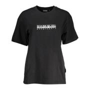 Napapijri Snygg Svart Rundhalsad T-Shirt med Signaturtryck Black, Dam